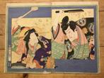 Antieke Japanse tweeluik houtblok prent, Verzenden