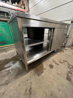 RVS Werkbank met Schuifdeuren warmhoud kast werktafel horeca, Doe-het-zelf en Verbouw, Werkbanken, Ophalen, Gebruikt, 170 cm of meer