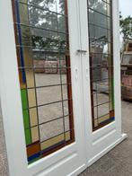 Set schuif / en-suite deuren met glas in lood 215x153cm., Antiek en Kunst, Ophalen
