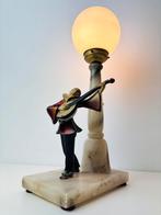 Art Deco Albast Pierrot tafellamp Muzikant Gitaar ca. 1930, Ophalen of Verzenden
