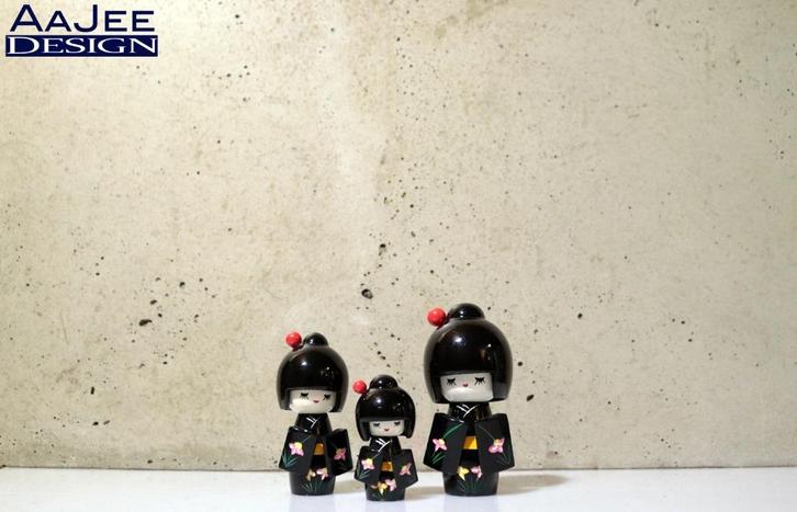 Kokeshi Dolls – Houten Japanse gelukspoppen – Set van 3, Verzamelen, Poppetjes en Figuurtjes, Zo goed als nieuw, Ophalen of Verzenden