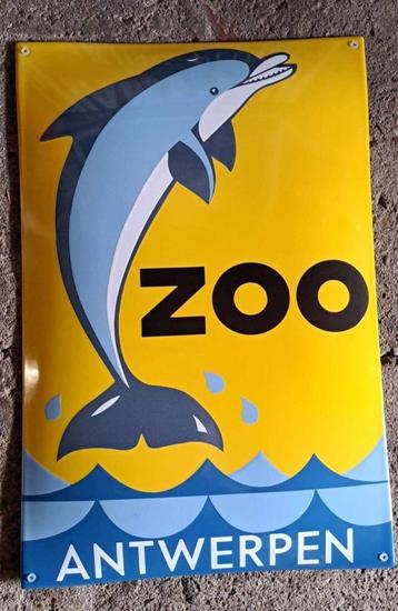 Zoo antwerpen dolfijn en neushoorn retro reclame bord borden beschikbaar voor biedingen