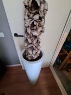 Hoge witte vaas met sierstronk "Cacho de Coco", Huis en Inrichting, Woonaccessoires | Zuilen en Pilaren, Ophalen of Verzenden