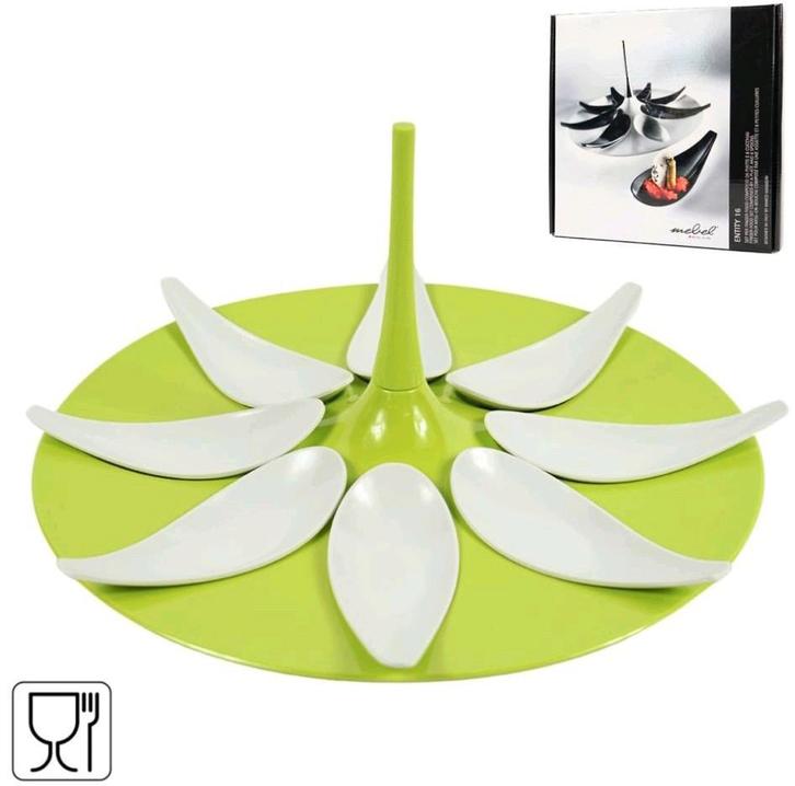 Partij serveerbladen met amuselepels 100 st. -nieuw- bieden, Diversen, Rommelmarktspullen, Nieuw, Ophalen