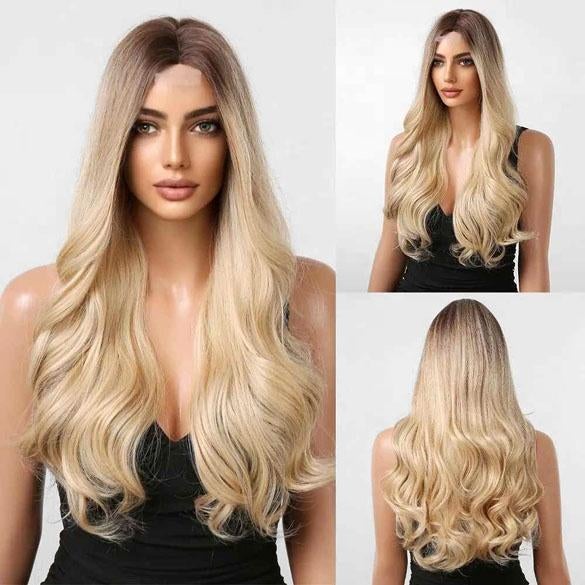 Luxe pruik met lang goudblond haar zonder pony model Kiki, Sieraden, Tassen en Uiterlijk, Uiterlijk | Haarverzorging, Ophalen of Verzenden