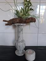 Vintage prachtig gemêleerde marmeren vaas, Overige kleuren, Ophalen of Verzenden, Minder dan 50 cm, Glas