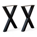Zwarte metalen x-bartafelpoten van 87 en 102cm hoog, Huis en Inrichting, Tafelonderdelen, Ophalen, Tafelpoot, 50 tot 100 cm, Nieuw