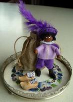 klein antiek dienblaadje onderzetter paarse viooltjes € 6,50, Antiek en Kunst, Ophalen of Verzenden