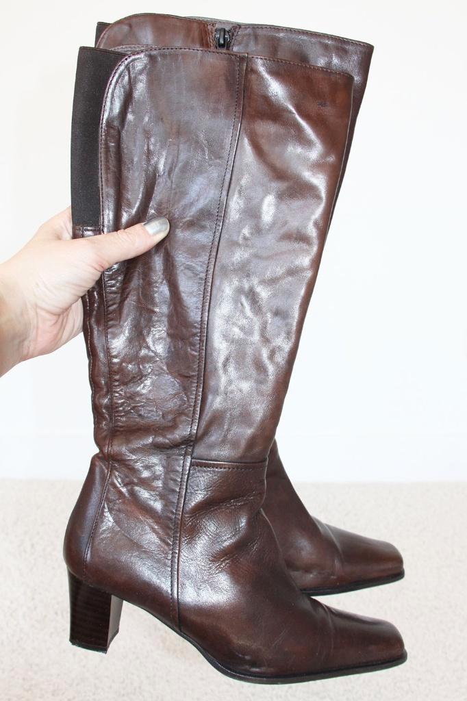 Prachtige Manfield Leren Laarzen s1 (Maat 39) € 75,-, Kleding | Dames, Schoenen, Zo goed als nieuw, Hoge laarzen, Bruin, Ophalen of Verzenden