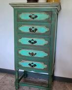 Oud Spaans ladenkastje vintage India Ibiza stijl turquoise, Huis en Inrichting, Ophalen, 50 tot 100 cm, Zo goed als nieuw, Minder dan 100 cm