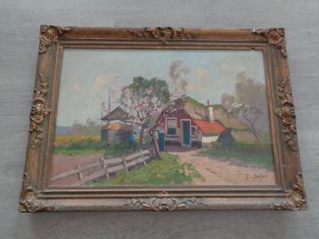 Schilderij met antieke lijst - G. van Dalfsen olieverf beschikbaar voor biedingen