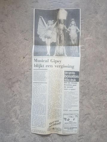 Recensie Nederlandse musical Gipsy (krant 1976) beschikbaar voor biedingen