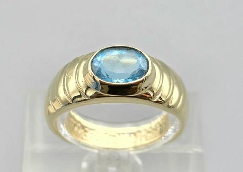 Gouden Vintage ring met edelsteen topaas. 2025/541., Sieraden, Tassen en Uiterlijk, Ringen, Zo goed als nieuw, Dame, 17 tot 18