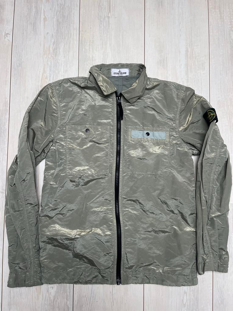 Stone Island Zomerjas Maat 152 - Groen Glimmend, Kinderen en Baby's, Kinderkleding | Maat 152, Ophalen of Verzenden, Zo goed als nieuw