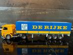 Tekno Scania 143 met 3 asser huifoplegger de Rijke, Hobby en Vrije tijd, Modelauto's | 1:50, Ophalen of Verzenden, Gebruikt, Bus of Vrachtwagen