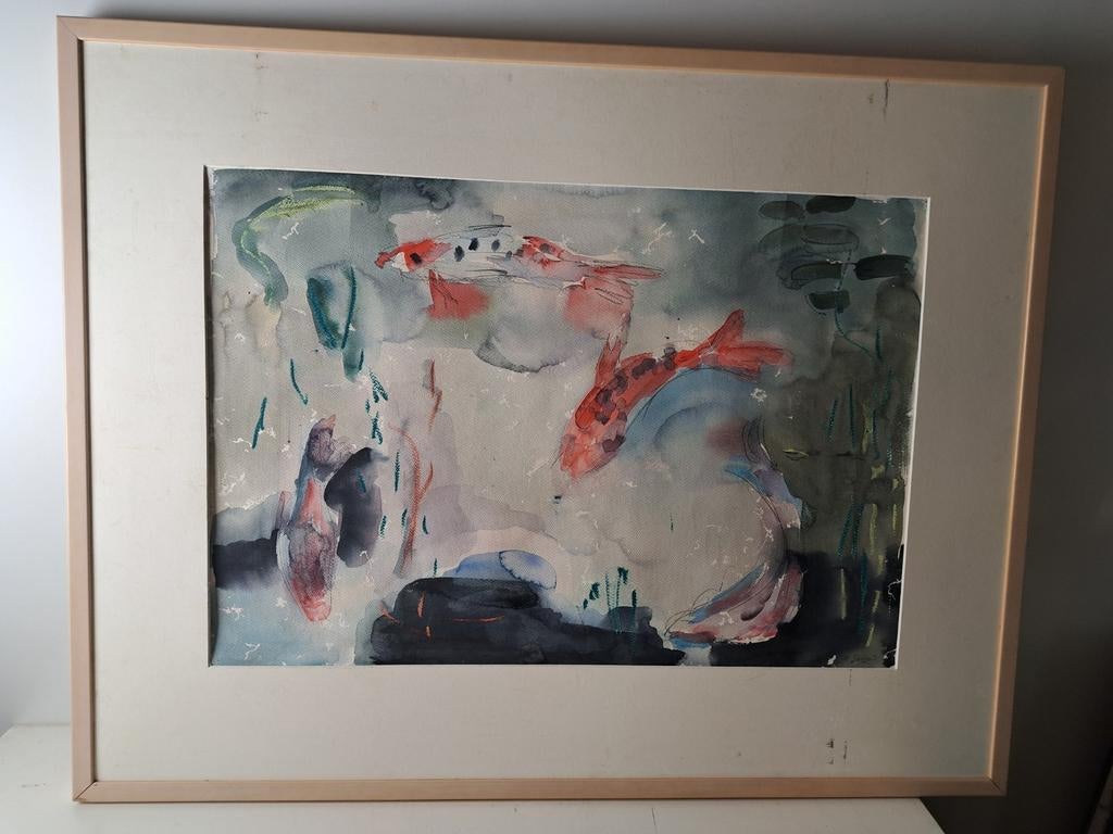 Origineel Aquarel schilderij door Hanneke Sadgui, Antiek en Kunst, Kunst | Schilderijen | Modern, Ophalen of Verzenden