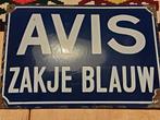 Oud emaille reclamebord Avis Zakje Blauw, Ophalen of Verzenden, Gebruikt, Reclamebord
