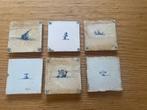 Vier antieke Delftsblauwe tegels, Antiek en Kunst, Antiek | Wandborden en Tegels, Ophalen