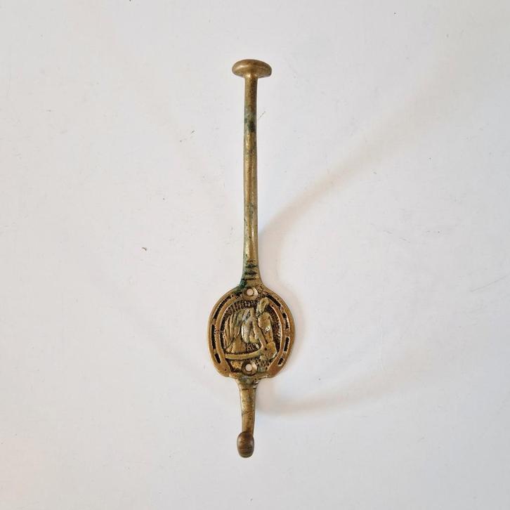 Vintage koperen kapstok haak messing haakje met paard, Antiek en Kunst, Antiek | Koper en Brons, Koper, Ophalen of Verzenden