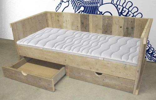 Bed steigerhout, Kinderen en Baby's, Kinderkamer | Bedden, Nieuw, 180 cm of meer, 85 tot 100 cm, Ophalen