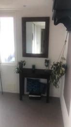 Side table en spiegel, Ophalen, 50 tot 100 cm, Donker bruin, Eikenhout