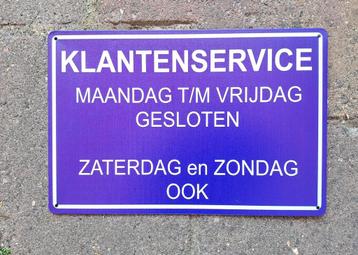 metalen textbordje KLANTENSERVICE beschikbaar voor biedingen