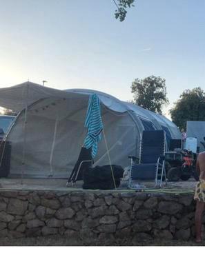 Opblaasbare tunneltent van Karsten, Caravans en Kamperen, Tenten, Gebruikt, Ophalen of Verzenden