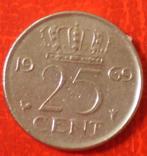 Nederland - 25 Cent / Kwartje - 1969, Ophalen of Verzenden, Koningin Juliana, 25 cent, Losse munt