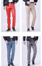Heren leren look broek zwarte blauwe grijze witte rode leer, Kleding | Heren, Verzenden, Nieuw
