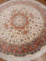 Vintage handgeknoopt perzisch tapijt tabriz rond 50raj 212cm, Huis en Inrichting, Stoffering | Tapijten en Kleden, Info@SlatsAntiek.nl