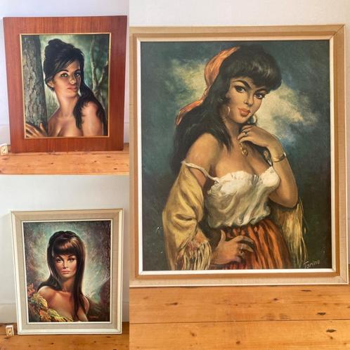 3 stuks Carmen Torino Tina J.H. Lynch grote XL schilderijen, Verzamelen, Retro, Ophalen of Verzenden