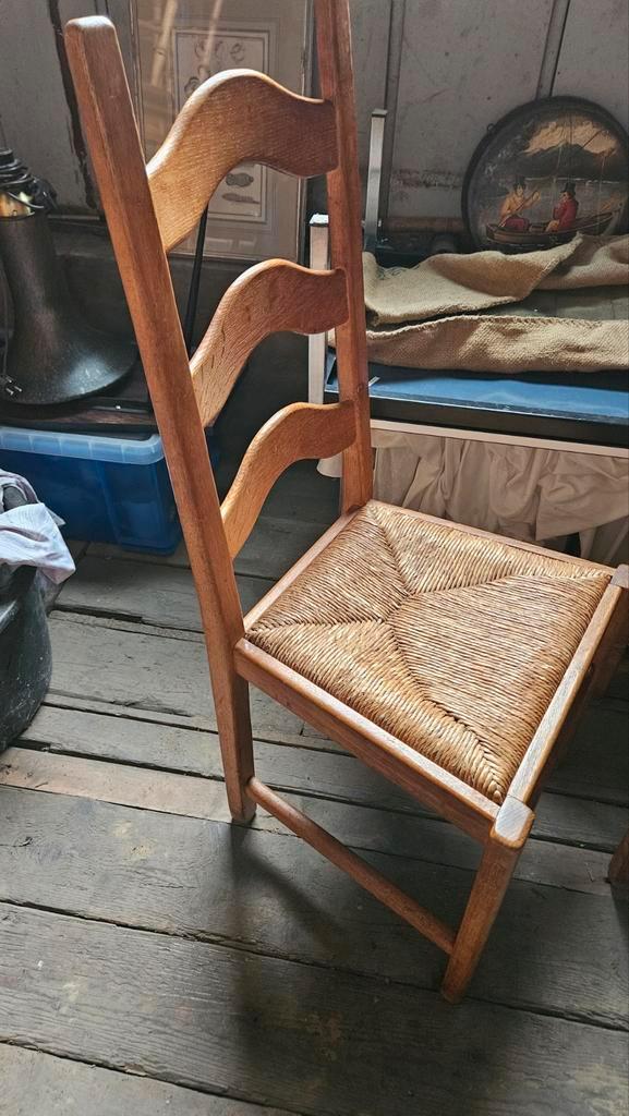 Lichte Boerenstoel met Riet Zitting, Huis en Inrichting, Stoelen, Gebruikt, Eén, Hout, Riet of Rotan, Bruin, Ophalen of Verzenden