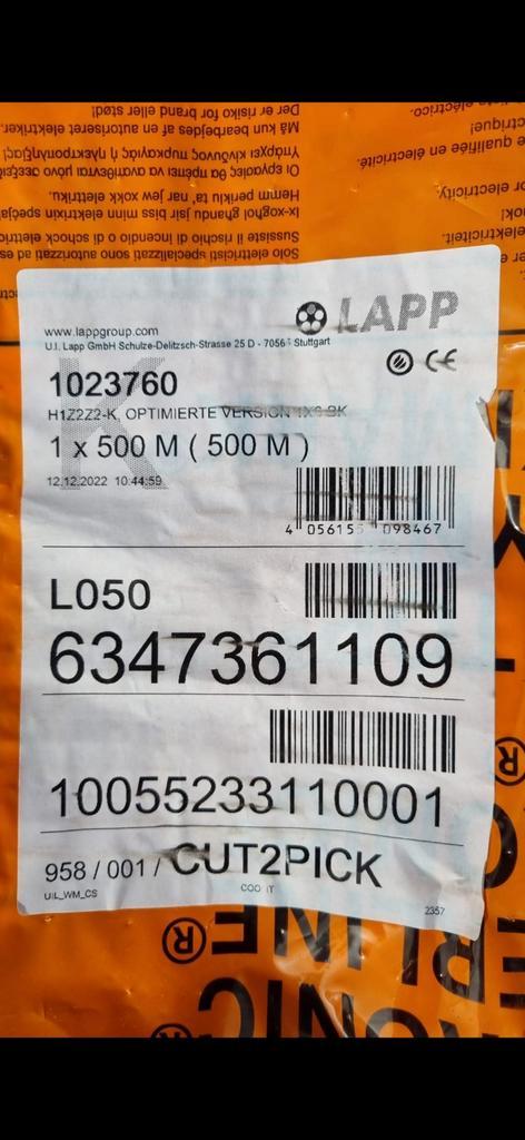 NIEUW: LAPP H1Z2Z2-K Solarkabel 1x6mm² Zwart - 490m, Doe-het-zelf en Verbouw, Elektra en Kabels, Nieuw, Kabel of Snoer, Ophalen