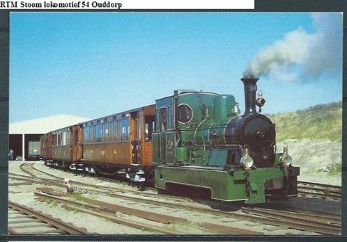 RTM Stoom locomotief 54 Ouddorp Ansichtkaart Tram t-37 jdu, Verzamelen, Spoorwegen en Tramwegen, Zo goed als nieuw, Trein, Kaart of Prent