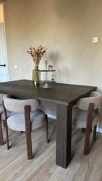 Donkerbruine eikenhouten eettafel 160 cm - zonder stoelen, Ophalen, Gebruikt, Eikenhout, 50 tot 100 cm