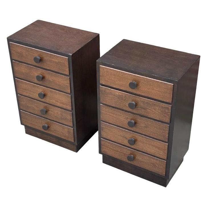 Vintage set van twee ladekastjes nachtkastjes jaren 70 desig, Huis en Inrichting, Slaapkamer | Nachtkastjes, Gebruikt, Hout, Ophalen of Verzenden