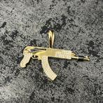 14 karaats gouden hanger ak47 gun wapem kettinghanger, Ophalen of Verzenden, Nieuw, Goud, Kruis of Symbool