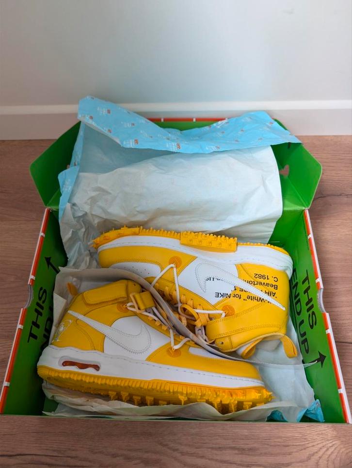 Nike Air Force 1 Mid x Off-White Maat 48,5, Kleding | Heren, Schoenen, Nieuw, Wit, Ophalen of Verzenden