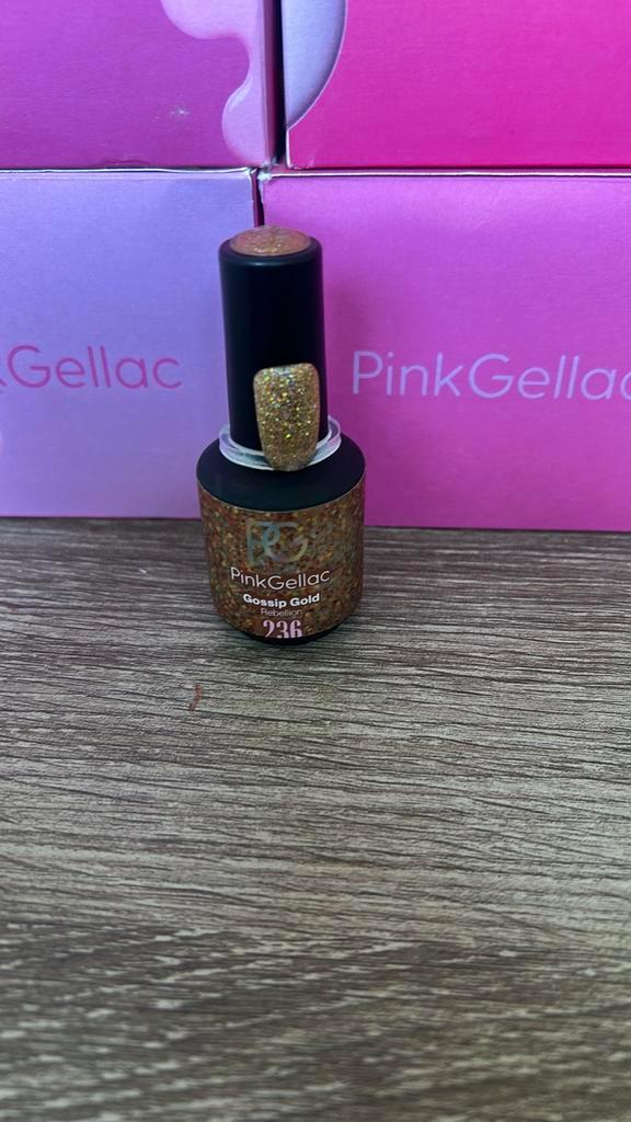 Pink Gellac Gossip Gold 236, Sieraden, Tassen en Uiterlijk, Uiterlijk | Cosmetica en Make-up, Zo goed als nieuw, Handen en Nagels