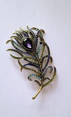 Mooie broche pauwenveer met Swarovski elementen, Overige materialen, Overige kleuren, Verzenden, Nieuw