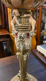 Grote Majolica olielamp met putty's, Antiek en Kunst, Ophalen of Verzenden