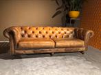 Summersale deal Chesterfield Cognac Leren Bank 2.20 breed, Gebruikt, Stoer vintage, Driepersoons, Ophalen of Verzenden