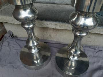 Aluminium of hout, kandelaars heel mooi, twee stuks, ook and beschikbaar voor biedingen