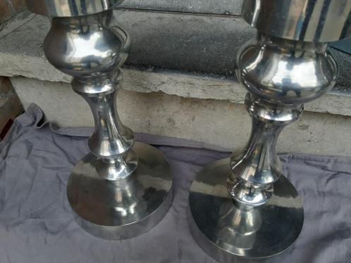 Aluminium of hout, kandelaars heel mooi, twee stuks, ook and, Huis en Inrichting, Woonaccessoires | Kandelaars en Kaarsen, Zo goed als nieuw