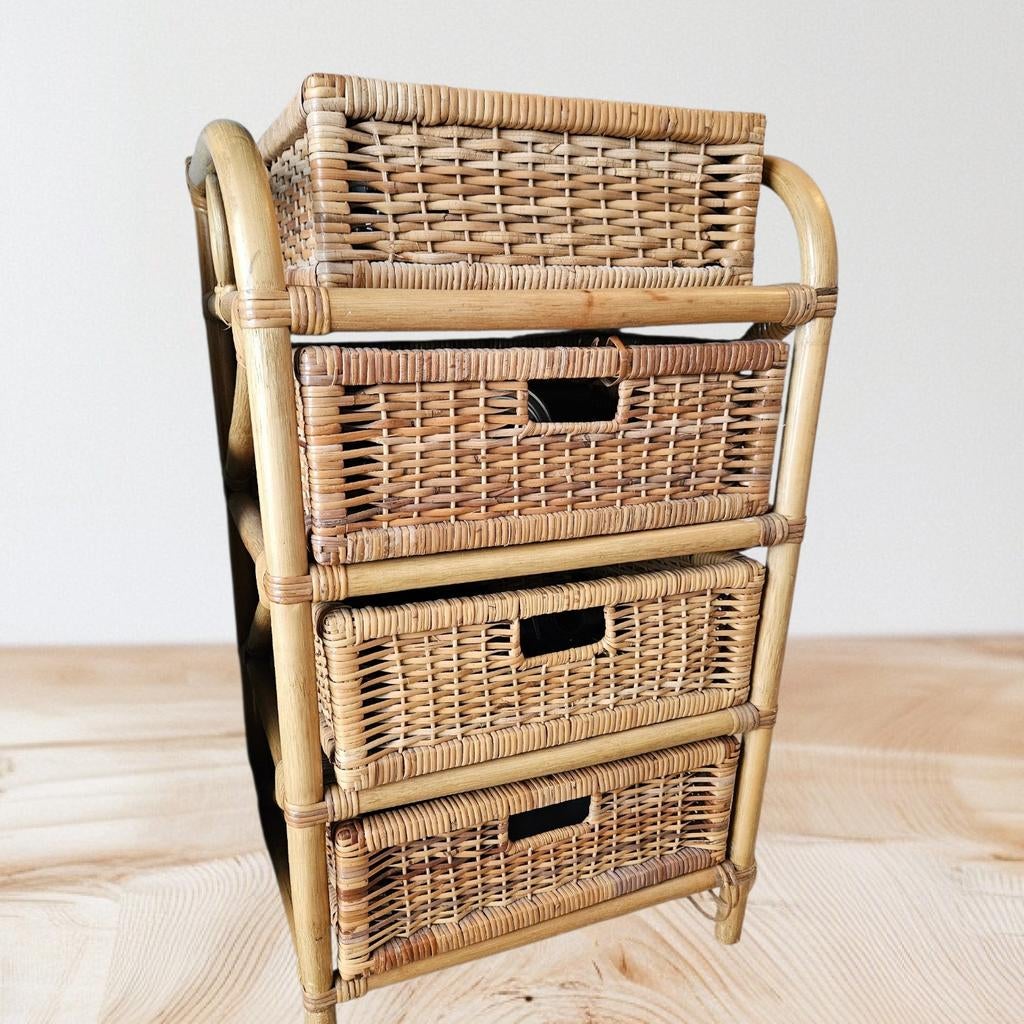 Rieten kastje met evt een mand en een ophangrekje, Ophalen, Minder dan 50 cm, Gebruikt, Landelijk