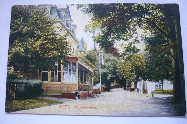 beek musschenberg in kleur gelopen 1910, Verzamelen, Ansichtkaarten | Nederland, Gelopen, Limburg, Voor 1920, Ophalen of Verzenden