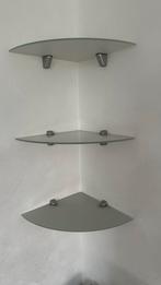 Hoekplank met 3 glazen planken- Duraline, Ophalen of Verzenden, Gebruikt