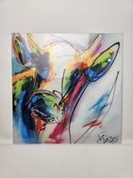 # Bonte koe op glas 48 x 49 cm. Model 1, Ophalen