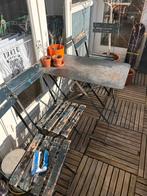Brocante bistroset tuinset met tafel en stoelen, Tuin en Terras, Tuinsets en Loungesets, Gebruikt, Tuinset, Hout, Eettafel