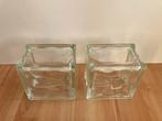 2 vintage blok vazen - block vases, Huis en Inrichting, Woonaccessoires | Vazen, Ophalen of Verzenden, Overige kleuren, Glas, Minder dan 50 cm